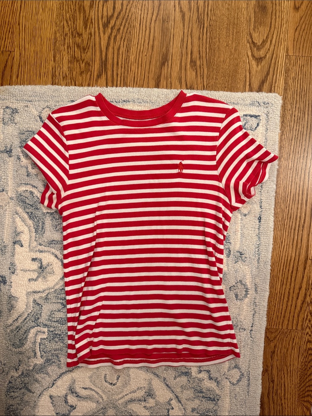 Ralph Lauren Red & White Striped Crewneck Tee